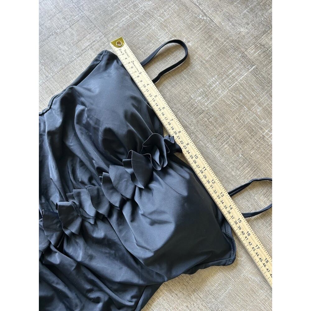 ▶️ Black One Piece Swimsuit Womens 22 Plus Ruffle Bandeau Convertible Resort NWT - Picture 12 of 14